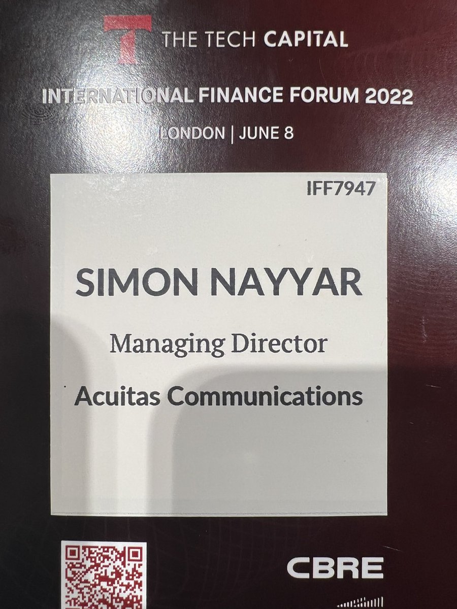 SimonNayyar's tweet photo. Delighted to be at the inaugural Tech Capital International Finance Forum today #IFF22 https://t.co/XWk41HvUpj