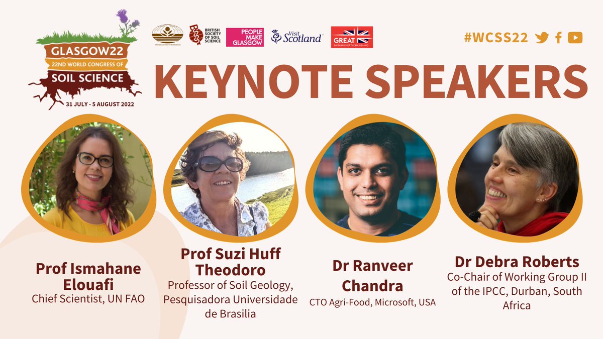Our #programme is shaping up to be #innovative and #challenging #societies with a plethora of #leading #scientist and #speakers like our phenomenal #keynotes! #Register here: 22wcss.org/registration/ @Soil_Scence @IUSS_ORG #IUSS #BSSS #SoilScience #environment #soil #Science