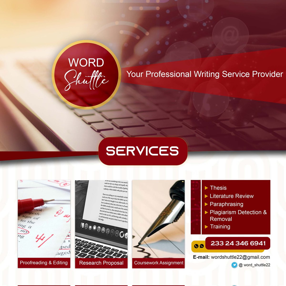 ImprintsMacdan's tweet photo. Happy Wednesday!

Checkout our #flyerdesign for WordShuttle.
Reach out to us at #MacDanIMPRINTS for your graphics and digital marketing needs.

☎️ +233 50 569 8571
✉️ macdanimprints@gmail.com

#macdanimprints #graphicdesign #flyers #digitalmarketing #services #designingyourdreams https://t.co/3ujE6uZ20R
