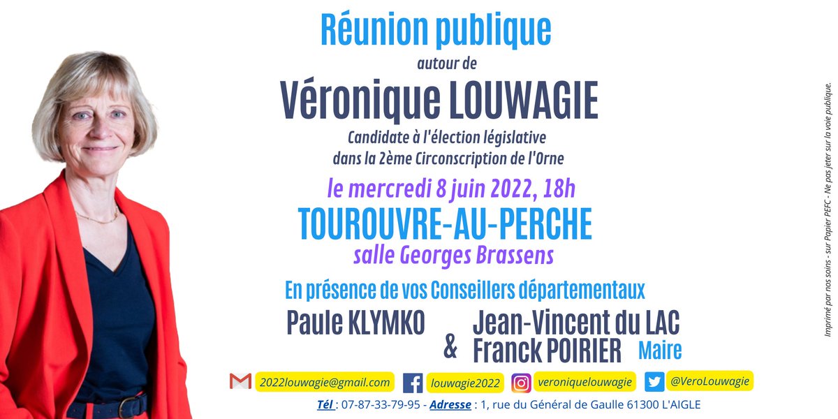 VeroLouwagie's tweet photo. #electionslegislatives2022 #avecVL #ducoeuretdelaction #Circorne2 #reunionspubliques 
Je vous propose de nous retrouver à :
🔵 Tourouvre-au-Perche à 18h (salle Georges Brassens)
🟠 Longny-les-Villages à 20h (salle des fêtes) https://t.co/o1nmIidieO