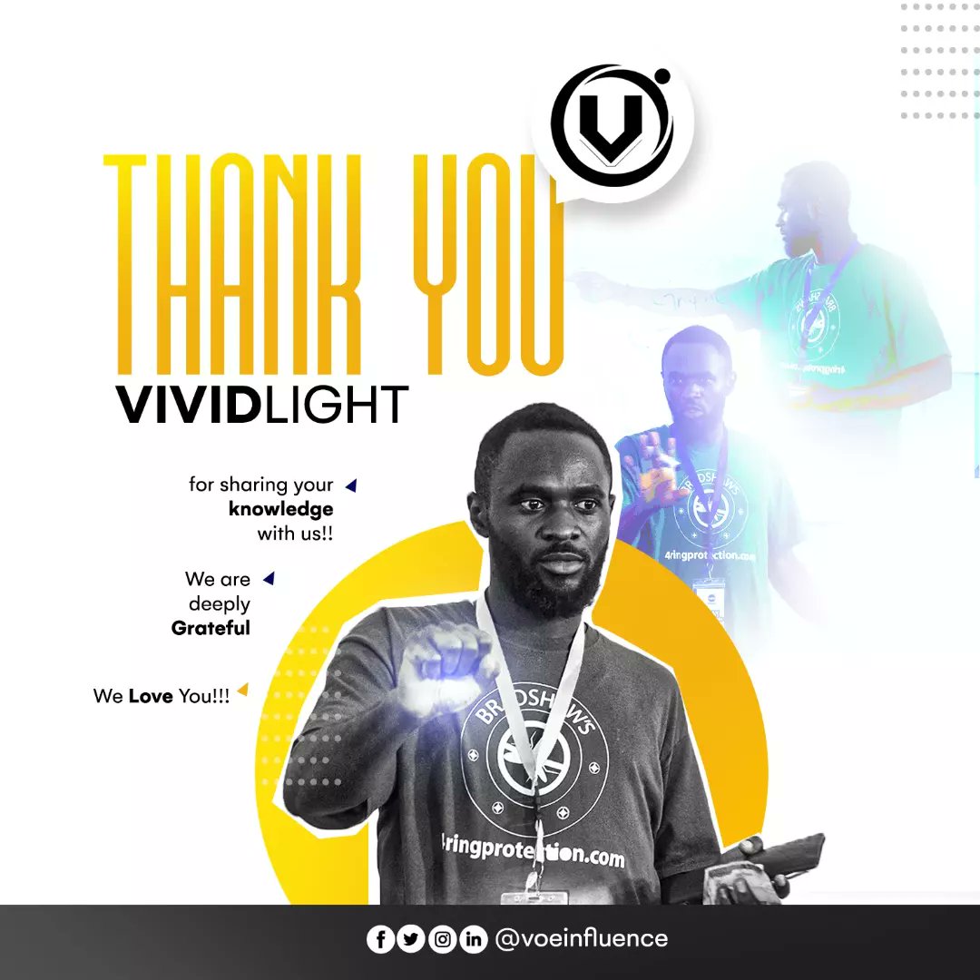 VoeInfluence's tweet photo. THANK YOU @Itsvividlight
We appreciate your time and expertise in sharing your knowledge with our students during the training.
Your message of "daring for more" really resonated with them and we hope that it will translate into their future actions.
#voeinfluence https://t.co/DodTBTrBsv