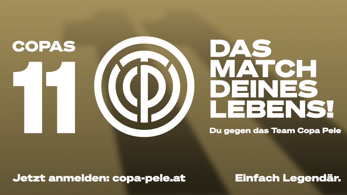 TeamCopaPele's tweet photo. Du bist Hobbykicker und über 40 Jahre alt?

Dann sichere Dir diese einmalige Chance und spiele gegen das Team Copa Pele mit Haas, @herzerl10, Ogris, Pfeffer, Vastic uvm.

https://t.co/eZHNH26vMy

#TeamCopaPele #CopasEleven #EinfachLegendär https://t.co/vCiskMKJEs