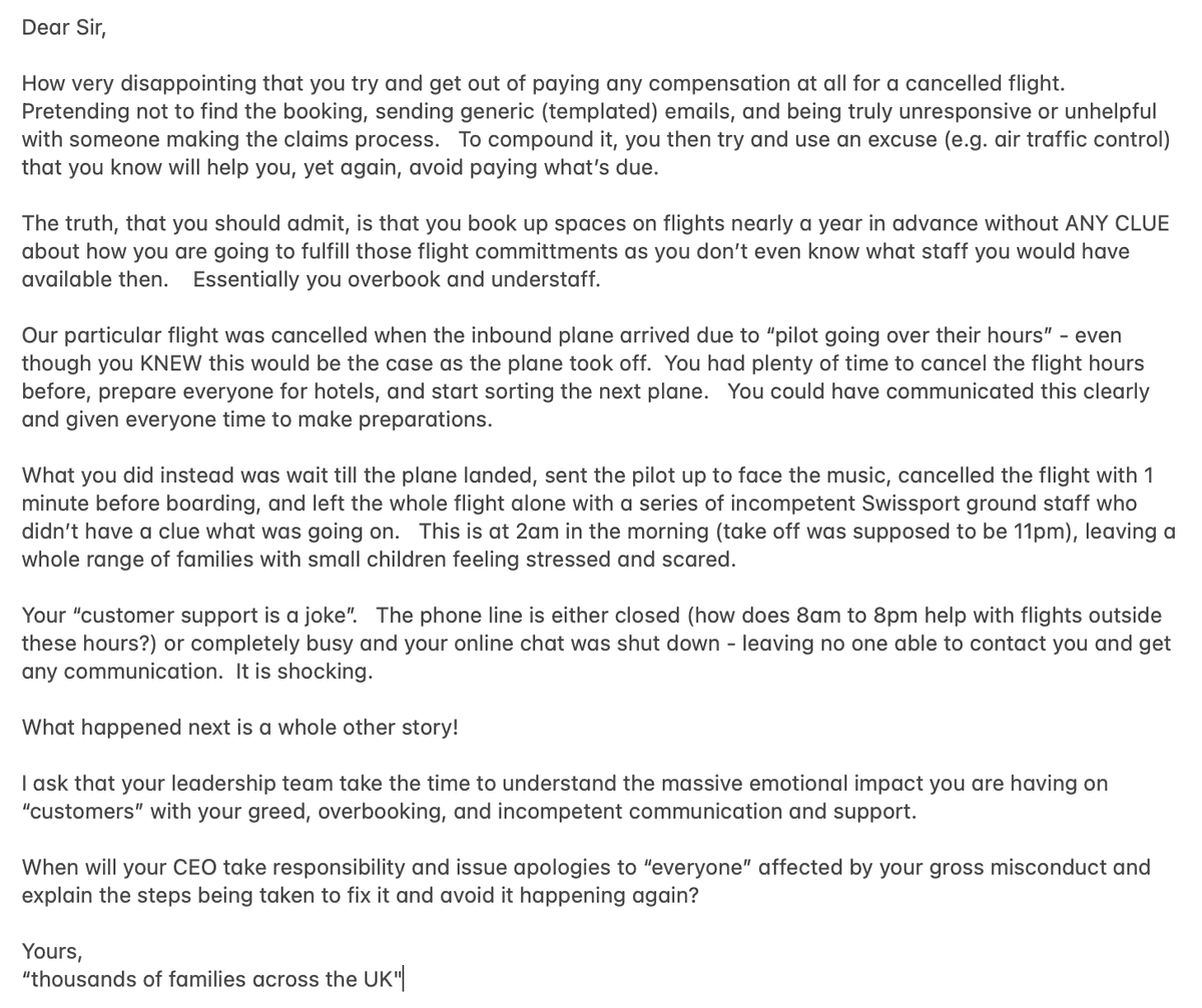 PJWilkinson's tweet photo. Dear Easyjet CEO Johan Lundgren... #easyjet #londongatwick #CAA #travel #flights #johanlundgren https://t.co/oKuaNzzv4O