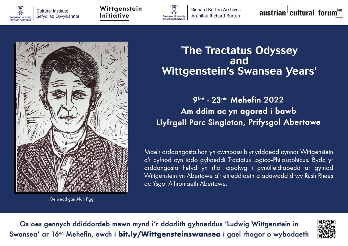 🗓️ 9th-23rd June
🆓 Free and open to all
📍 Singleton Park Library
 
✨ 'The Tractatus Odyssey and Wittgenstein's Swansea Years'

This exhibition will also offer a look at #Wittgenstein's time at Swansea &amp; the legacy he left through Rush Rhees &amp; the Swansea School of Philosophy.