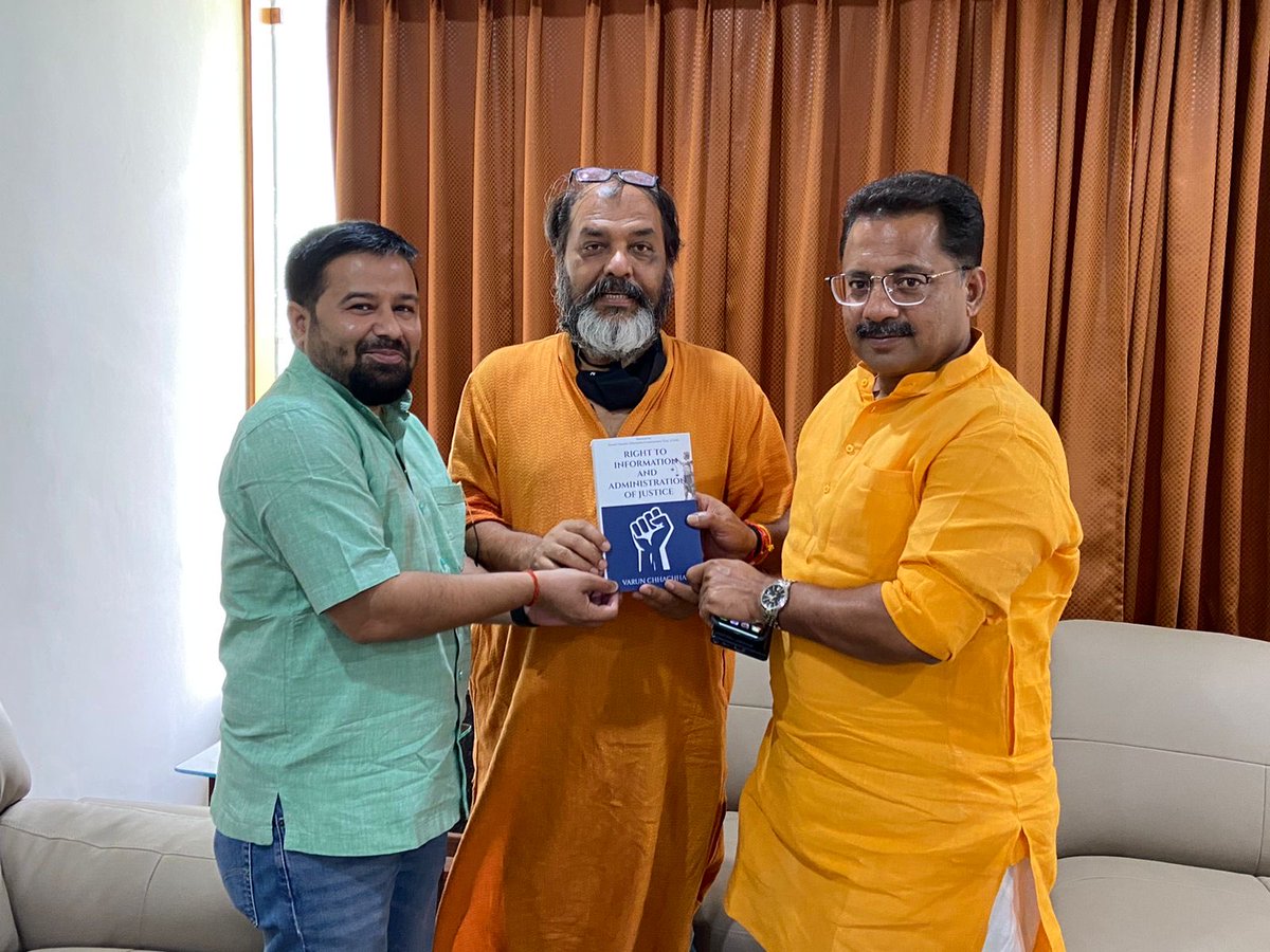 chhachhar_varun's tweet photo. It was wonderful to share deliberations on public policy and governance with respected @connectajitcpr and Hon’ble MLA Kushinagar @PNPathakBJP. Also presented my book as a token of respect. https://t.co/k0STYuf1AK