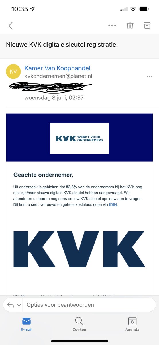 GretaLugtmeier's tweet photo. Toch weer phishing? @KVK_NL net echt https://t.co/QBSCszPsQE