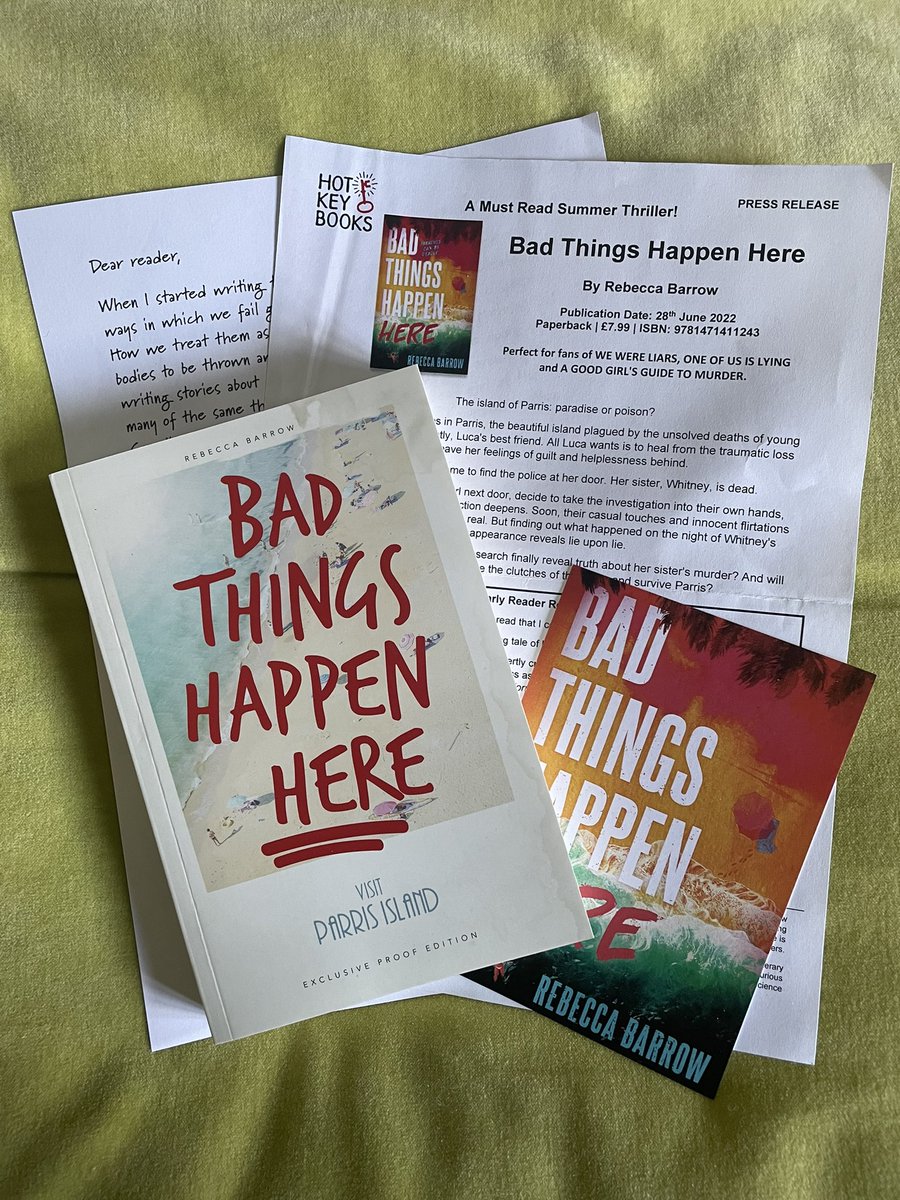 Thank you @HotKeyBooksYA and @eleanormrosee for my copy of  #BadThingsHappenHere by @rebeccakbarrow - out 28th June