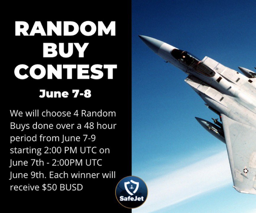CryptoSuperApe's tweet photo. today your lucky day? 🤔
#safejet doing Random buy contest 💰
💹💹 4 Random buys win 50$ 💹💹 @SafeJet_Coin
No minimum required.
Head on over to SafeJet and jump in.
https://t.co/womf8WnRim https://t.co/rUHDMX7uGQ