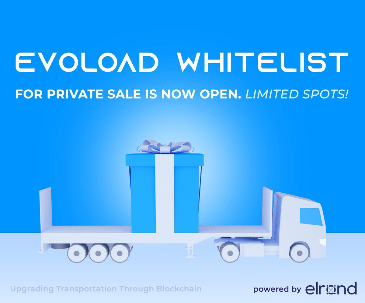 evoload's tweet photo. 🚛💨 We are pleased to open 200 spots 
on Evoload WhiteList!📄

🛍 Tokens available for private sale:  181.818.181 $EVLD

➖Min buy: $1000
➕Max buy: $10,000
💰Token price:0.0046
✍️ Apply to WhiteList: https://t.co/FYWmTo5xRS https://t.co/qO5waq3CRx