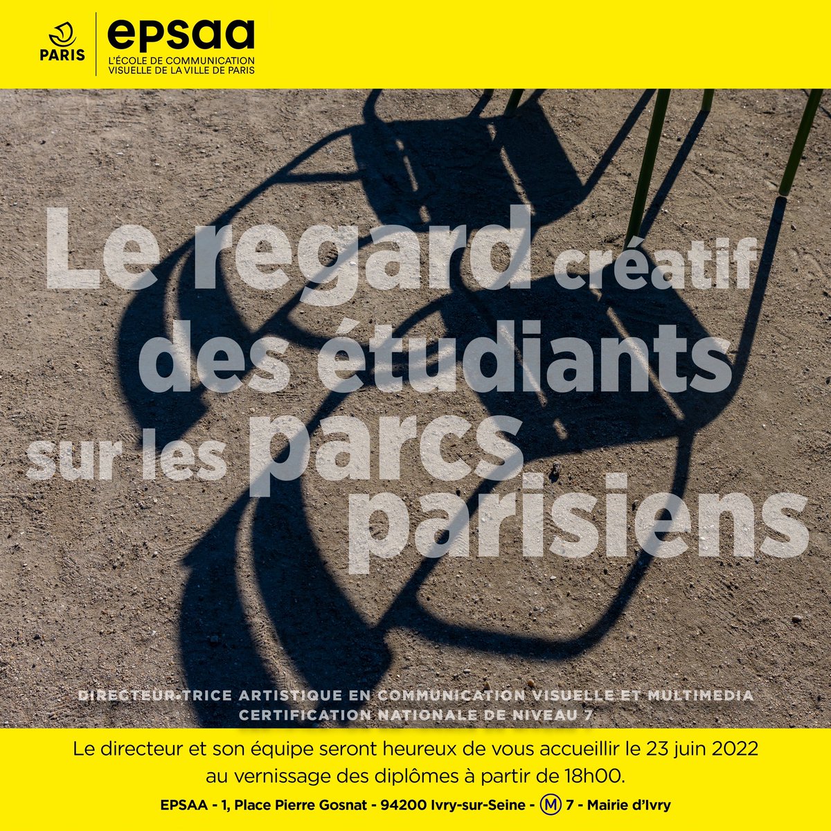 EcoleEPSAA's tweet photo. 🌱 Pour leur #diplome, les #etudiants de 3e année @EcoleEPSAA se mettent au vert !
❓ Proposer leur regard #creatif sur les #parcs de #Paris
🗓 jeudi 23 juin 2022
⏰ #exposition des projets de 18h➡️21h
🤗 ouvert à tous
#epsaa #ecoledart #GraphicDesign https://t.co/Kj8GvDXVn2