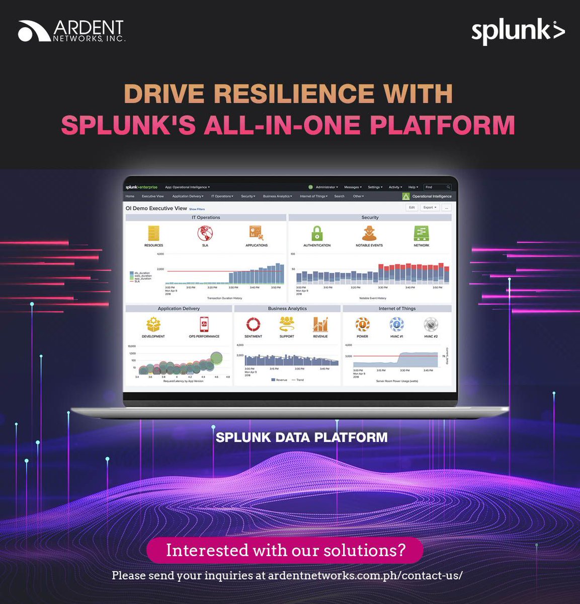 ardentnetworks's tweet photo. Get real-time views of the health and performance of your entire tech stack so you can identify issues and fix them faster. 

Schedule a consultation to find out more: https://t.co/8s9NNhXdIl

#Splunk #Business
#analytics #businessph
#ArdentNetworks https://t.co/aTDsEDnNsS