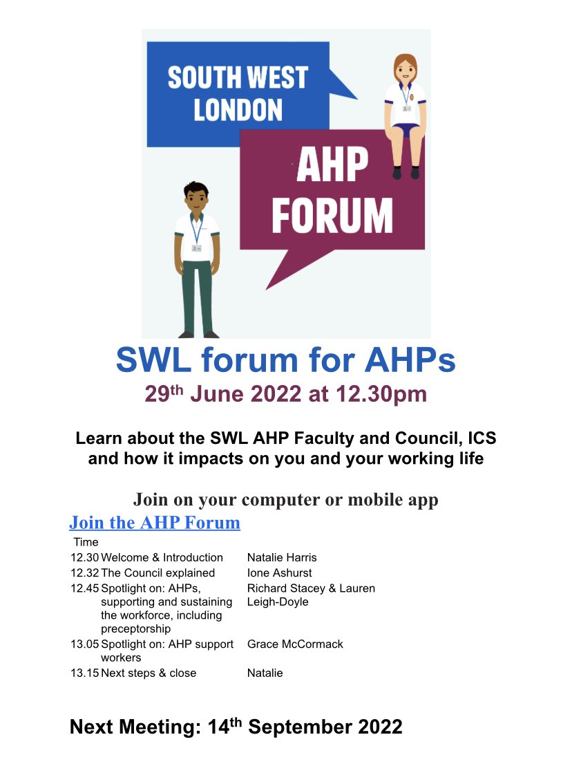 Calling all South west London AHP’s and Support workers! Your all invited to our new forum - please contact me if you would like to come along and I can circulate the invite! Spread the word! #swlsupportworkers #ahp #capitalahp @ashurst_ione