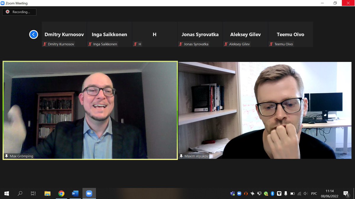Elena_Holmgren's tweet photo. What a wonderful way to start a day. We had a fantastic presentation by @MaxGroemping and excellent comments by @MaxAlyukov. We will transcribe the talk and publish it in the near future. #ElMaRB https://t.co/Mi0MPuW1kH