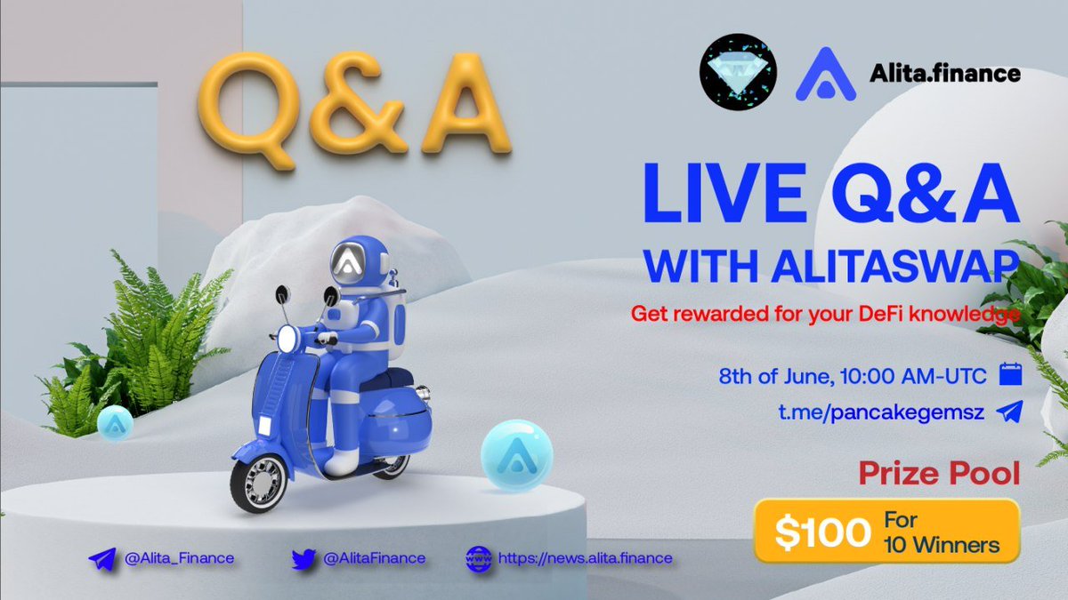 Get the inside scoop on this exciting new frontier in financial technology by joining us for a live Q&amp;A session!

The event will take place in the next 10 minutes #pancakegemsz.

🌈Hurry up to get gifts!

🏠Venue: t.me/pancakegemsz
⏰8 June, 10:00 AM - UTC
💰 $100 in prizes