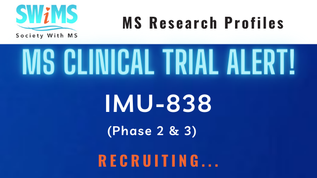 SocietyWithMS's tweet photo. #SWiMSResearch #IMU838 #antiviral #EBV
The #SocietyWithMS Research Database features in-depth profiles on therapies. Find out if you can join this trial, & when it is estimated to reach the market.
https://t.co/7ljObcHRxX https://t.co/OVYxatXDvs