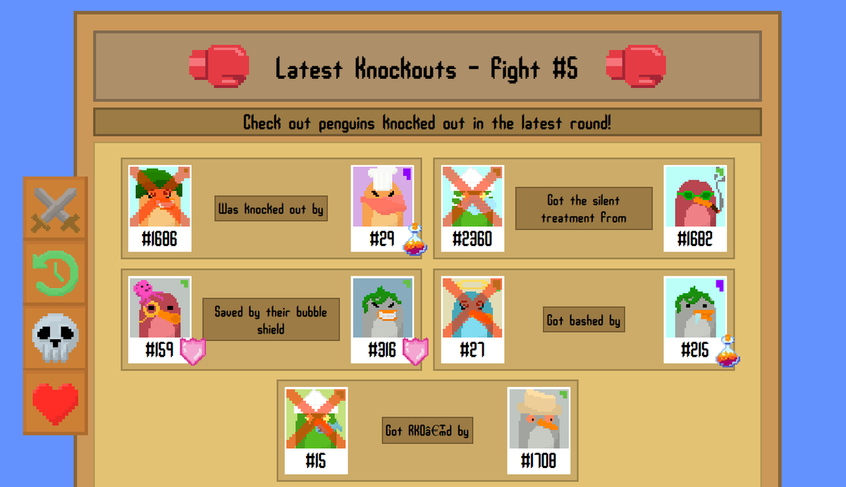 The Final Penguin War is underway... 🐧🥊

4 penguins have been eliminated so far💀, keep track of the action at✨coolpenguinsquad.com/game✨

One battle will take place every hour!⏲️

#NFTProject #nftart #NFTGame #SolanaNFTs #SolanaNFT #NFTCommmunity