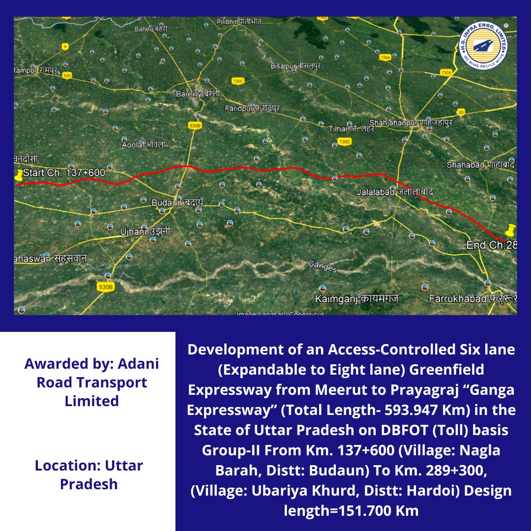 hginfra's tweet photo. Congratulations to the team of HG Infra for receiving the Letter of Award for Ganga Expressway Group-II from Adani Road Transport Limited with a total value of approx. INR 4971 crores. https://t.co/EBRoGoER93