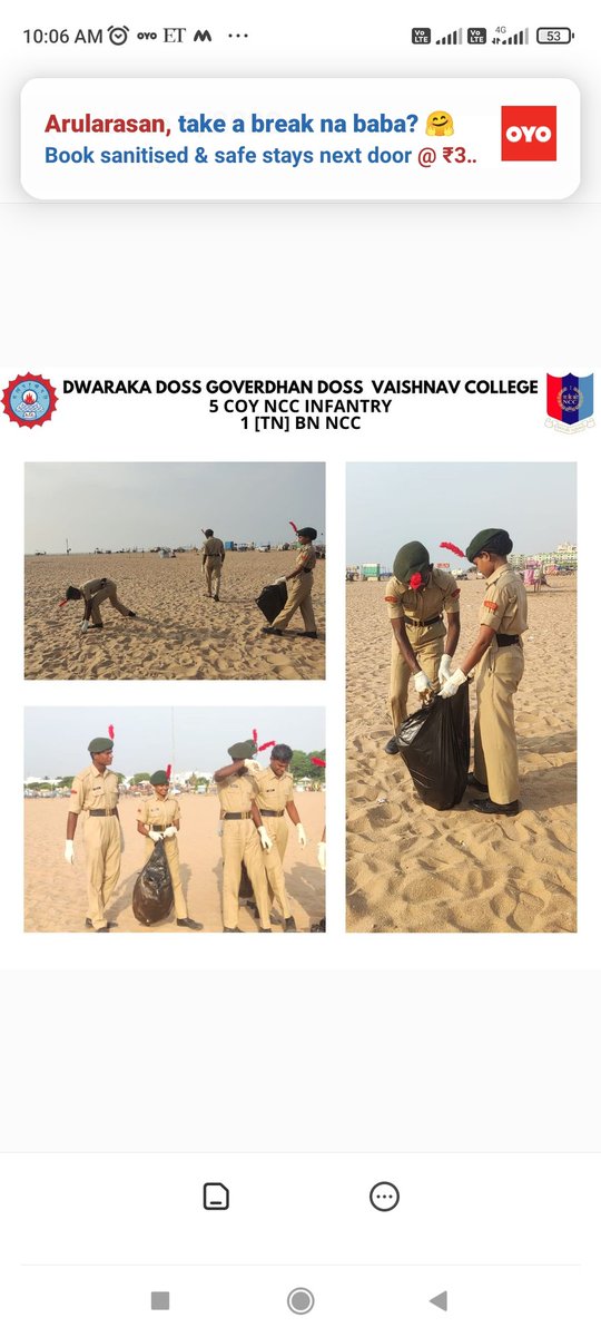 flyarul's tweet photo. Cadets id D G Vaishnav College have cleaned up the coastal area to protect the environment #puneetsagar @NCCDte_TNPAN @HQ_DG_NCC https://t.co/16bBOMlc5x