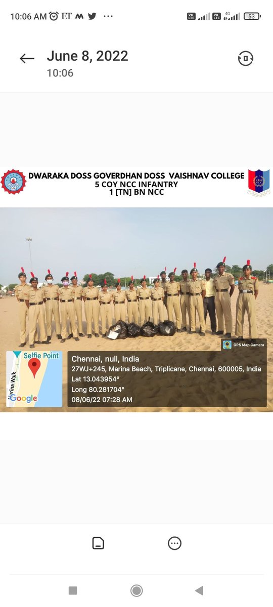 flyarul's tweet photo. Cadets id D G Vaishnav College have cleaned up the coastal area to protect the environment #puneetsagar @NCCDte_TNPAN @HQ_DG_NCC https://t.co/16bBOMlc5x
