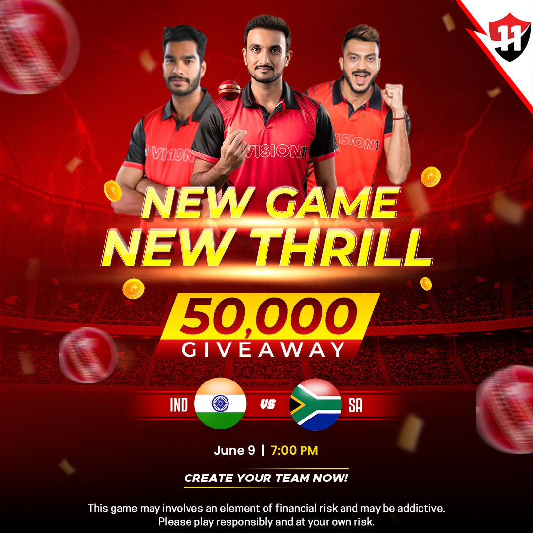 Vision11ofc's tweet photo. Be ready with your Cricket Knowledge 💪
IND vs SA T20 league is here😎
Begin the game by winning ₹50,000 🤑
Game ko leke apna Vision badha, khel kar bas jeet ta ja🏏
.
.
.
.
.
#Vision11 #cricket #indvssa #INDvsSA #giveaway #makeyourteamnow #newgame #playonvision11 https://t.co/LyULTXzLFk