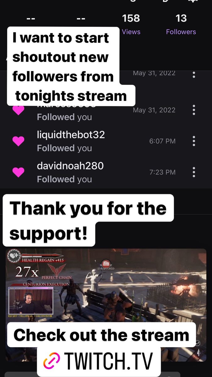 Princep_Senatus's tweet photo. Want to start shouting out the new followers after a stream ends.

I want to shoutout the community for all the love and support! It means a lot!

Checkout the VODs on tonight’s twitch stream.
 
https://t.co/uL7W15Vw3N https://t.co/aW8IAg8lGt