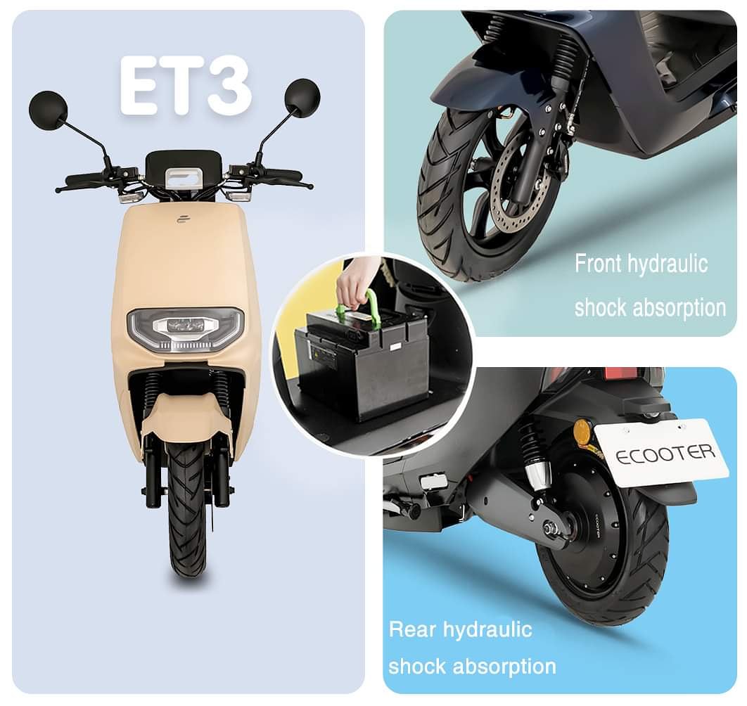 Ecooterofficial's tweet photo. Do you know the battery of ECOOTER ET3 is so light that girls can lift it with one hand?
With the light portable battery and double hydraulic shock absorption, ET3 brings you convenience and comfort.❤
#ebike #escooter #electricmototcycle #ecomoter #ecooter #ET3 https://t.co/R4eacwDxcT