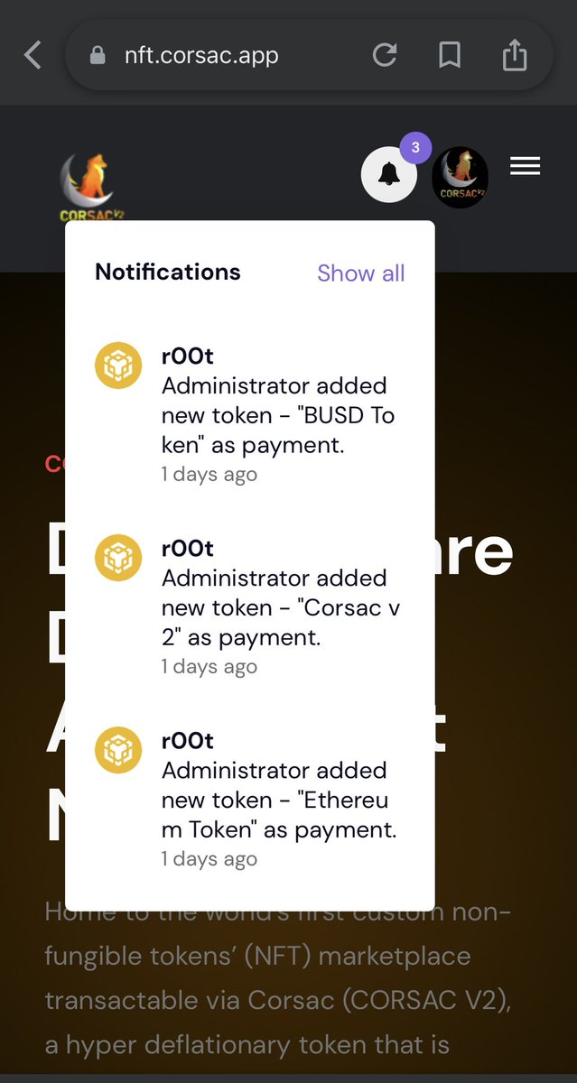 CorsacV2's tweet photo. NFT marketplace has been released! You now can create your own profile with an image and banner, and link all your social media accounts to your profile! There is also a notification tab for all updates! See telegram for additional info and how to mint!
#CorsacV2
#NFTMarketplace https://t.co/hdNAkgMK7h