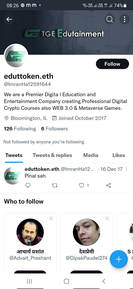 Hi everyone... A very humble request to all our followers &amp; well-wishers.
Someone has cloned our account and using it. Kindly go to d account n report the user and comment 'Done'
Attaching d screenshot n d user ID
@ImranHa12591644
Thanks.