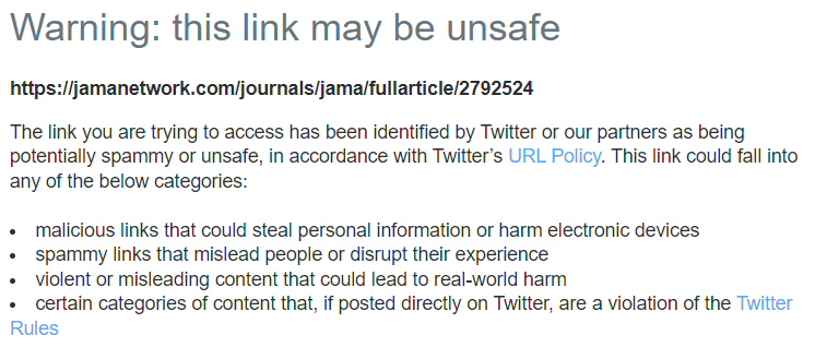 Twitter slapped a warning on the **Journal of the American Medical Association** for the wrongthink crime of publishing data showing rapid waning of COVID vaccines in children.