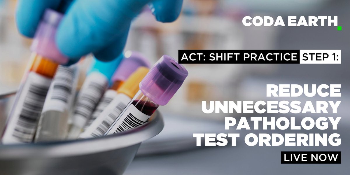 codachange's tweet photo. Millions of #pathology tests conducted each year are deemed unnecessary.
The 1st #CodaEarth #ShiftPractice step is here - it allows you to take ACTION to reduce unnecessary pathology testing!
Complete the Pathology Testing step now to make real change: https://t.co/7D3IsSBzne https://t.co/nE82HOMfMo