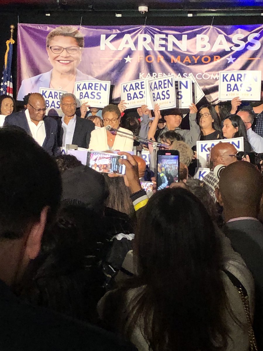 “We are in a fight for the soul of the city and we’re going to win the fight.”
-Karen Bass speaks to supporters <a href="/SpecNews1SoCal/">Spectrum News 1 SoCal</a>