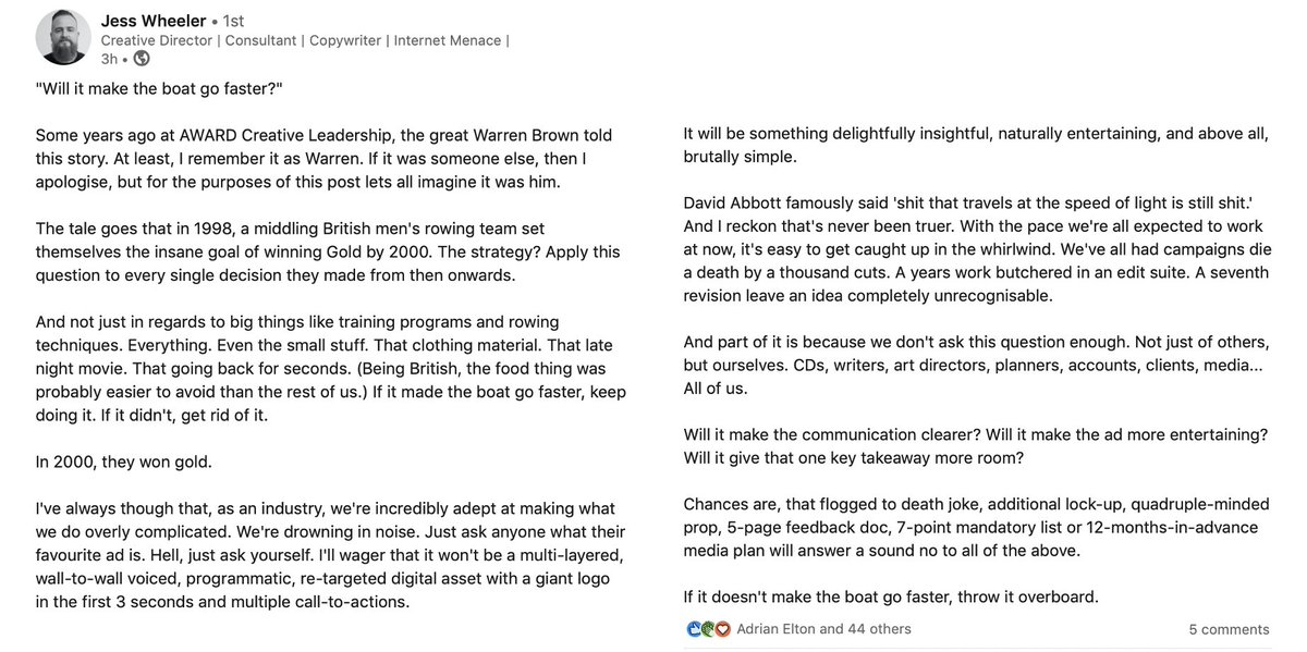 StanLeeTweets's tweet photo. If you're involved in making ideas happen this wisdom from @wheelswordsmith may well be the best thing you read today. #MakeTheBoatGoFaster https://t.co/KRxc23vO7t