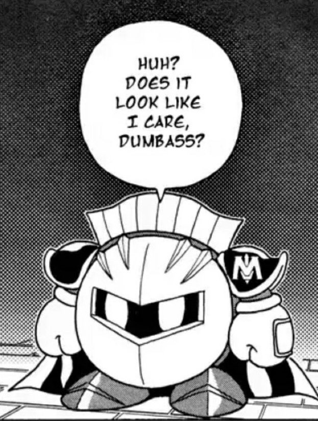 KIRBYSWARPSTAR's tweet image. meta knight swearing in the manga is current my favorite thing