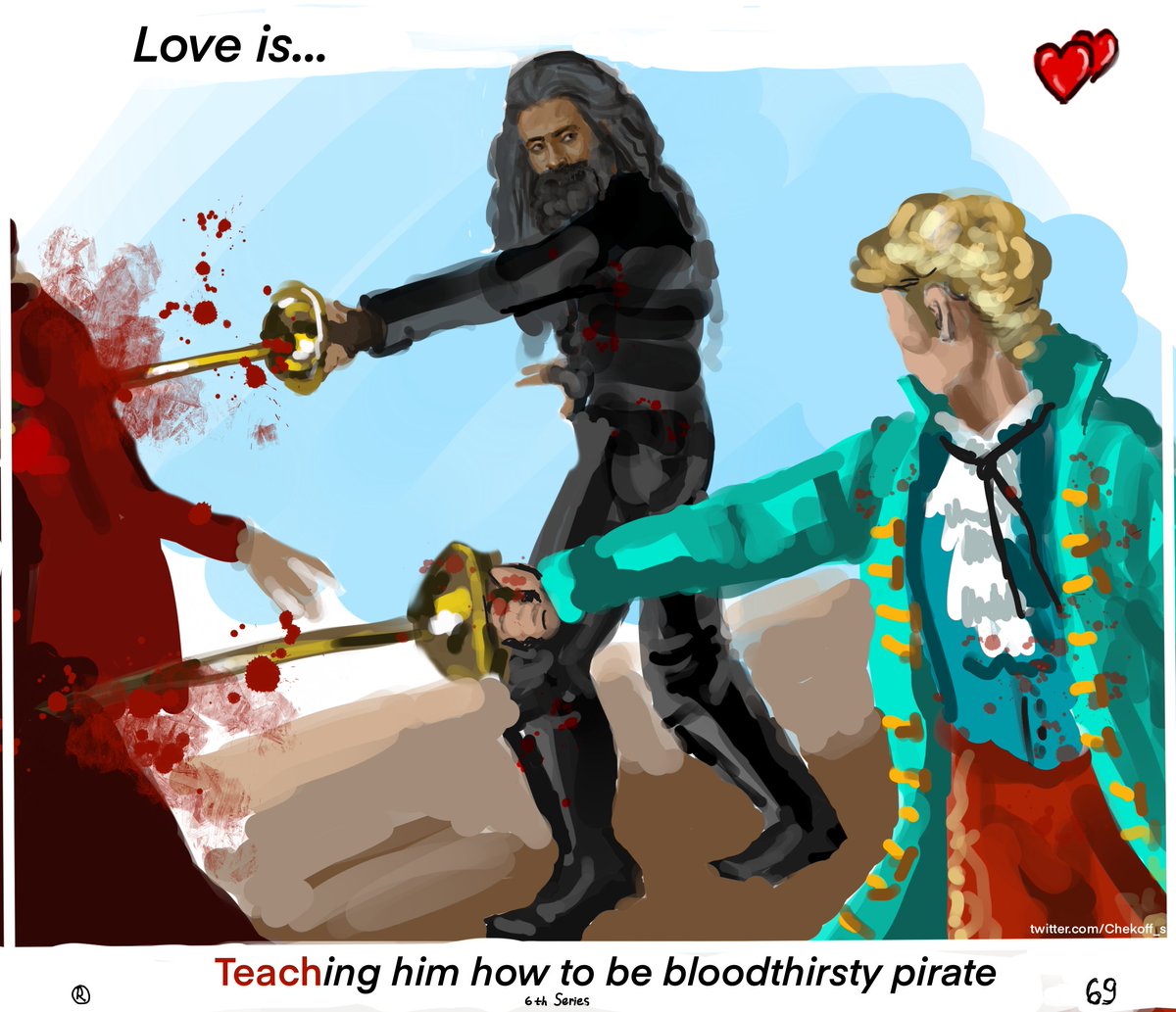 Chekoff_s's tweet photo. Love is... TEACHing him how to be bloodthirsty pirate ❤️
#blackstede #ourflagmeansdeathfanart #OurFlagMeansGay #OurFlagMeansDeath #blackbonnet https://t.co/rP8v0uVdkS