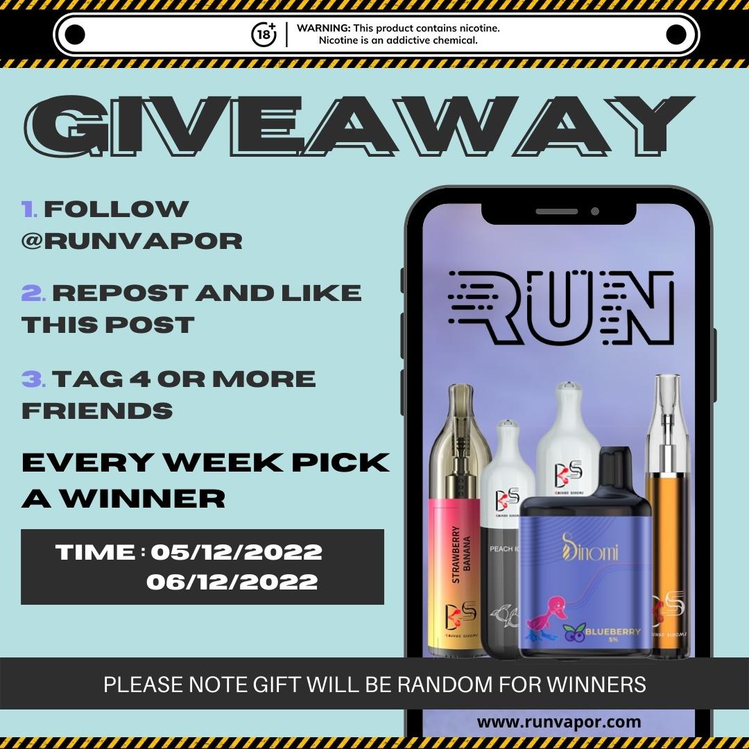 RunVapor's tweet image. We're giving you the chance to WIN 🌷GIVEAWAY TIME!🌷 Every week pick a winner 🌷Time: 05/12/2022 - 06/12/2022🌷
FOLLOW each step for your chance to WIN:
1. Follow @runvapor
2. Repost and like this post
3. Tag 4 or more friends
👀 We will be checking each step is followed 👀
#USA