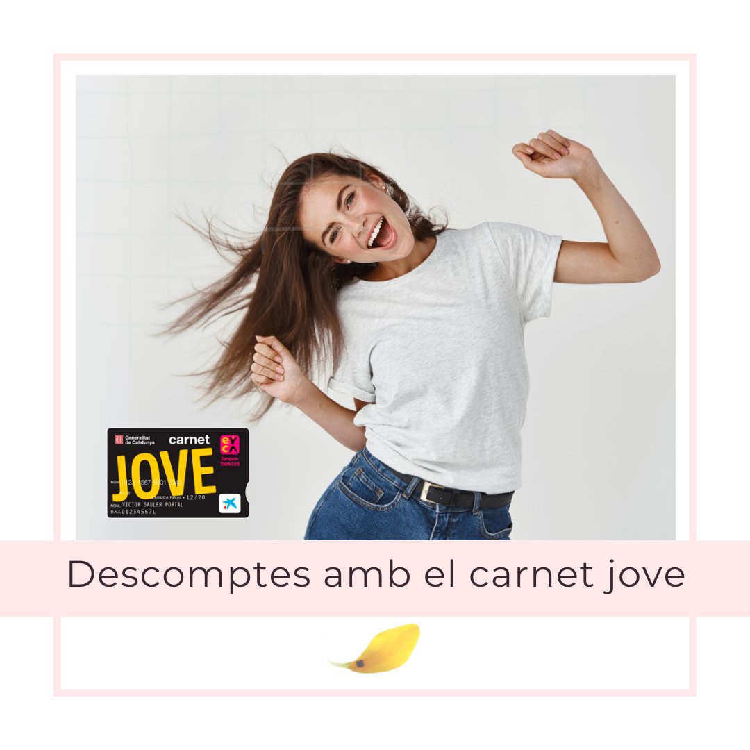 Beti_Marti_'s tweet photo. Tens el @carnetjove_cat? Doncs vine,
Aquí fem #descompte!
Recorda mostrar-nos el teu carnet i aprofita les avantatges!
https://t.co/89bcMRmo3Q
#esteticaholistica #egoterapia
#emmimo #emsentobe #mestimo
#esteticamasculina #kmCat #esteticafemenina
#costadaurada #visitsalou #salou https://t.co/qdLEe7e09t