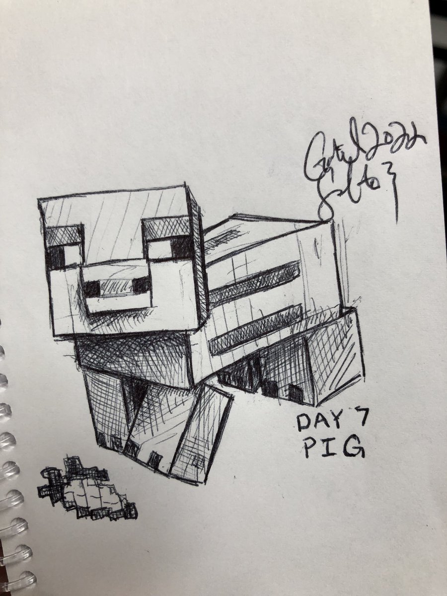 Day 7 #PIG #JUNETOON #JUNETOON2022 #art #ink #drawing #sketch #minecraft