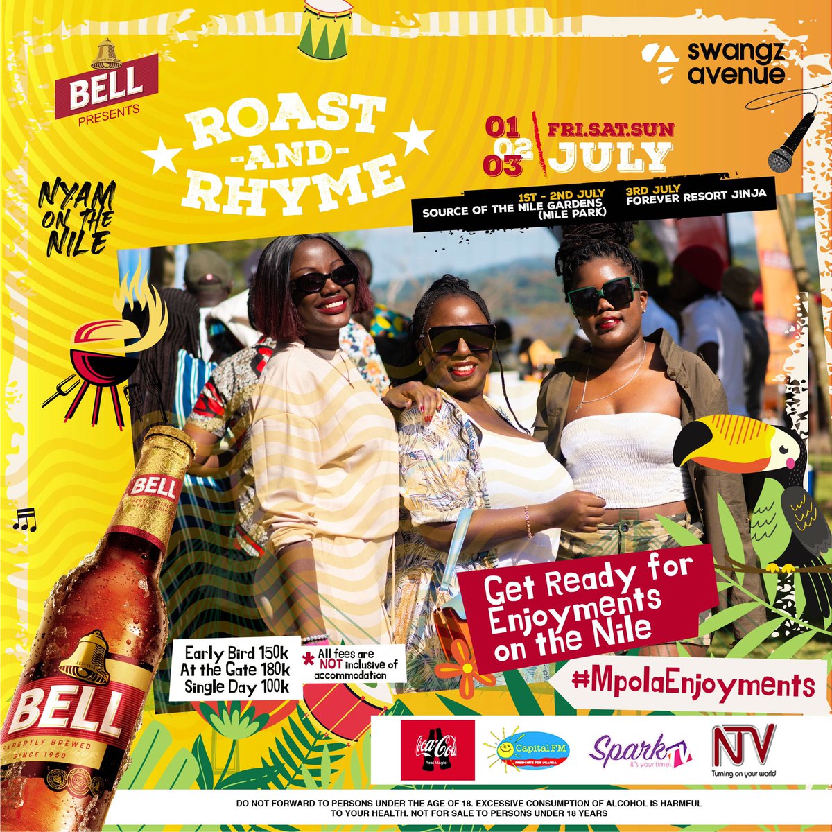 PowerPlayUG's tweet image. Did someone say #CokeWithMeals?

@RoastAndRhyme is back with the #NyamOnTheNile happening from the 1st to the 3rd of July 🕺

Come make some magical memories. 

@ntvuganda @CapitalFMUganda
#RoastAndRhyme 
#RealMagic