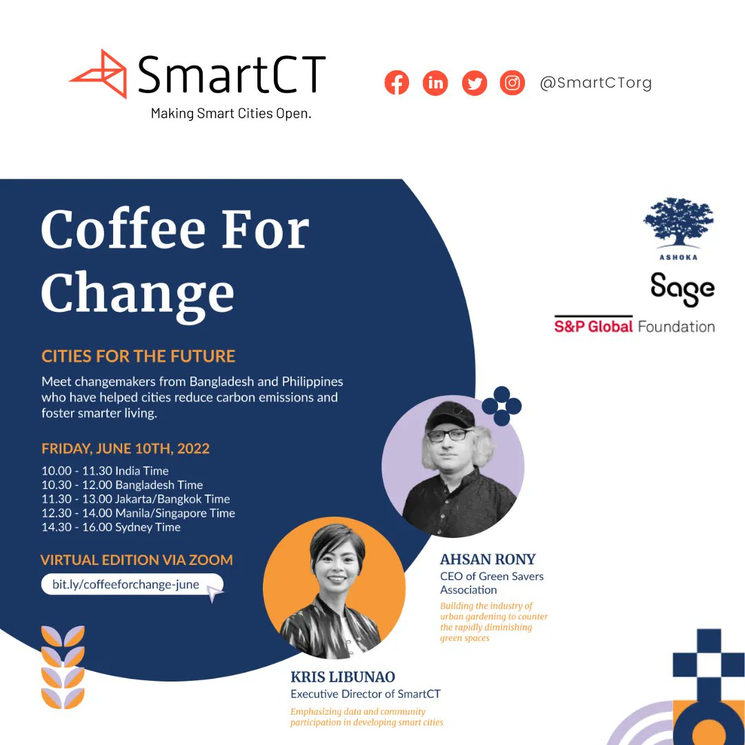 SmartCTorg's tweet photo. How do changemakers transform cities into ones that are more sustainable?  What can we do to create cities for the future? Let's answer these questions together this Friday, 10 June! 👉JOIN US: https://t.co/Qi9QxsHATm #smartCT #smartcities #opensmartcities 
@SAPGlobalCX @Ashoka https://t.co/Le6JkCmJtW