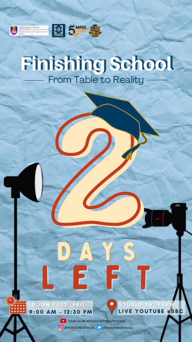 bosuitmofficial's tweet photo. Are you guys ready?!🔥

Clear your schedule and make sure to join us!

🗓10th June 2022 (Friday)/ 9:00am - 12:30pm
📍Studio TV FKPM &amp; Live @ Shah Alam Broadcasting Channel SBC on Youtube 

#Broadcasting #UiTMShahAlam #FinishingSchool https://t.co/6ddVZKD8oY