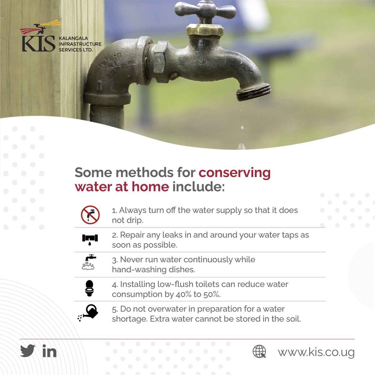 kis_ltd's tweet photo. One of the simplest ways to protect the environment is to conserve water at home. Consider all of the times you consume water, both inside and outside your home, and make any necessary changes.
#environmentalconservation #conservationtips https://t.co/xwRGnVI2Pd