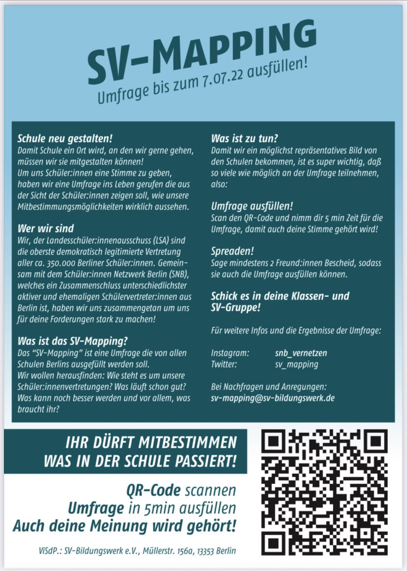 sv_mapping's tweet photo. Link in der Biografie! #SchulenBerlin #Bildung #Landesschülerauschuss #Demokratie #SVmapping #twlz https://t.co/6qNOceB9Cm