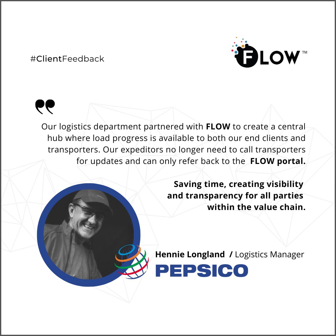 ConsultForte's tweet photo. Saving time, creating visibility and transparency for all parties within the value chain.”
Hennie Longland / Logistics Manager @PepsiCo 
https://t.co/rwRXgGBQ5U  #Forte #FLOW #SupplyChain #ForteDataSolutions #EPODs #EPRs https://t.co/o1PHZR2skm