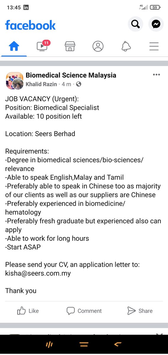 khalidrazin2's tweet photo. #JobVacancy #malaysiajob #biomedical #medicalscience #bioscience https://t.co/uoW5F8suiq