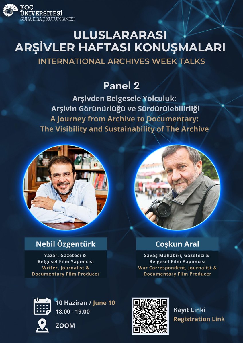 SunaKiracLib's tweet photo. Koç University Suna Kıraç Library is hosting a series of online talks on the theme "Sustainability of Archives" on Friday, June 10, as part of the International Archives Week. In these two panels, distinguished experts will https://t.co/mqVG6KnJrl