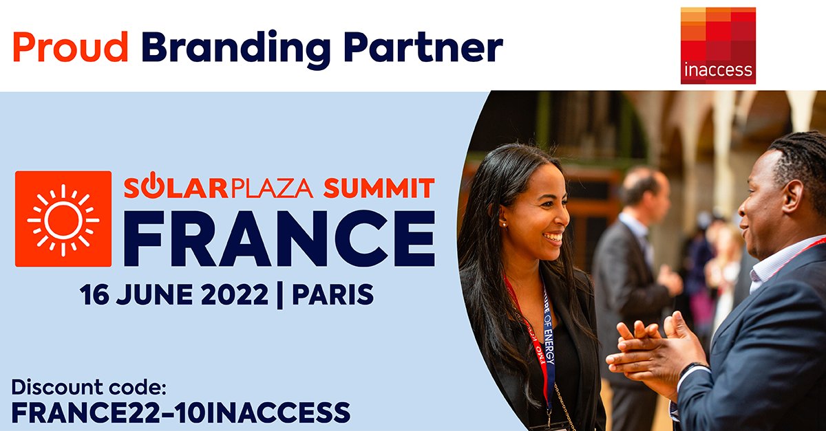 InaccessGroup's tweet photo. Join us at Solarplaza Summit France on June 16 in Paris where we'll discuss everything #solar!

Get 10% off using the code FRANCE22-10INACCESS 👉 https://t.co/L8LnkWsW3T
Book a meeting with us 👉 https://t.co/M1LP653WZJ

#solarenergy #france  #summit #renewablenergy https://t.co/qteU8CV1JL