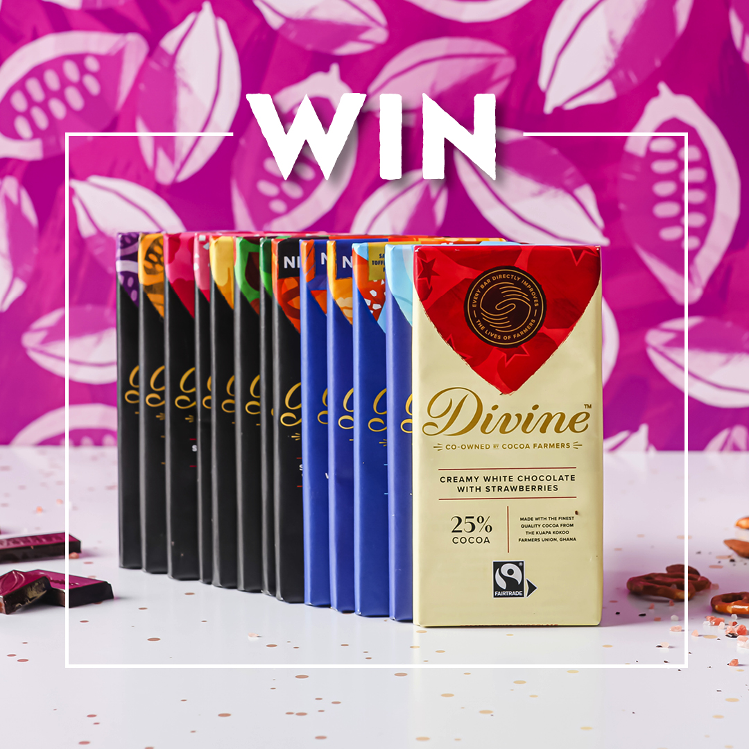 divinechocolate's tweet photo. Let's beat the bank holiday blues 💗

Up for grabs … we have a year's supply of some delicious #fairtrade &amp; #palmoilfree chocolate 🥳

To enter, all you have to do is: follow &amp; retweet 

#winner announced Monday. GOOD LUCK 🥰
GOOD LUCK 🍀

#bcorp #winchocolate #tasty https://t.co/BPw3qQBGWd