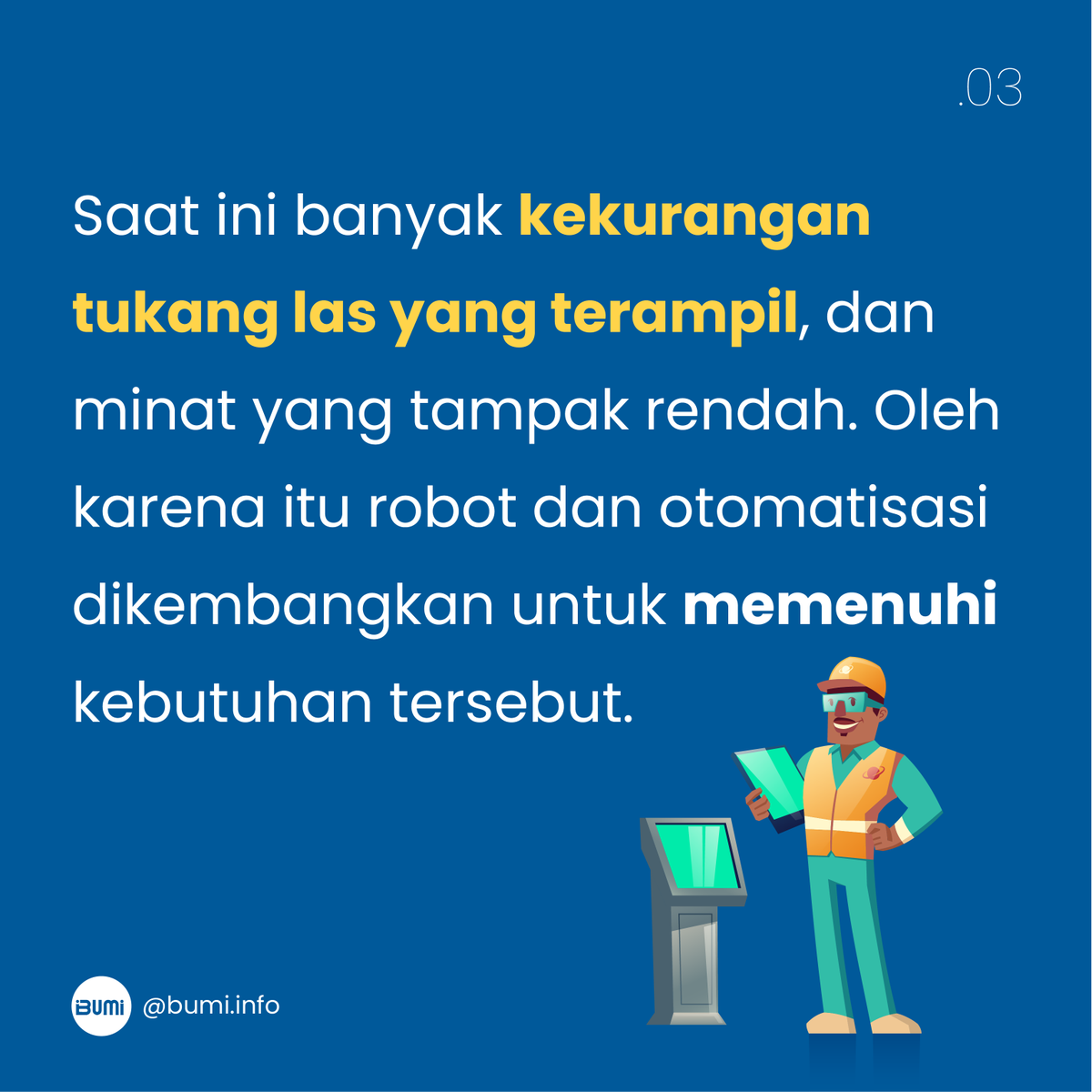 bumi_info's tweet photo. Halo sobat welder, gimana nih kira-kira pendapat kalian. Mungkin gak sih kalau profesi welding bakalan digantiin sama Robot/Mesin dimasa mendatang?
Yuk diskusi dikolom komentar 😉

#welding #tukanglas #tukanglaslistrik #tukanglasindonesia #mesinlas #mesinlaslistrik #senimanapi https://t.co/QpVc2V4tuC