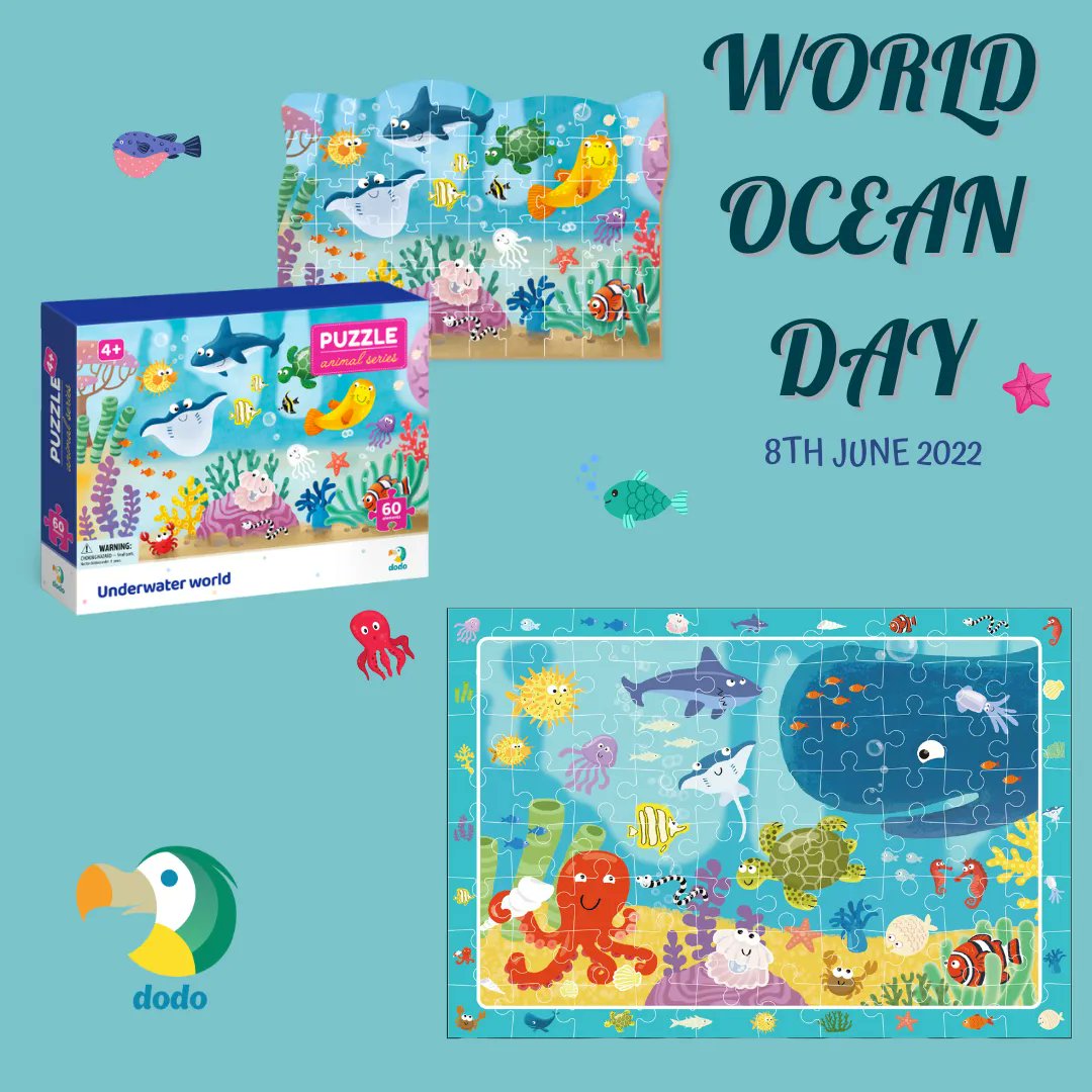 World Ocean Day with Dodo! The Underwater World Puzzle is a perfect puzzle for young children featuring a colourful ocean scene full of adorable characters. Children will enjoy piecing together this exciting scene, including familiar marine life!