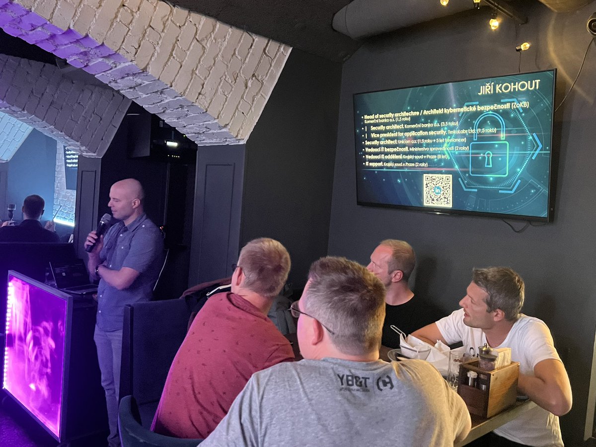 FBorsik's tweet photo. “Kyberbezpečnost, včera, dnes a zítra” - #TopMonksCaffe by @topmonks
1Miroslav Hanák (SW dev), Petr Novák (R&D) (@turris_cz )
2@m13xx (Security Architect - @komercka)
3Petr Grambal (SecurityLab - #TopMonks)
#MoreThanARouter #OpenSource #CyberSecurity #WiFi https://t.co/dyvWu1sI9I